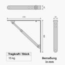 Konsole klappbar, weiß beschichtet, Tragkaft 30 - 60 kg/Paar