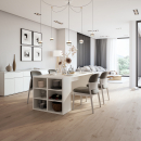 Esstisch mit Möbelplatten- und Regalfuß