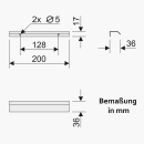 Möbelgriff | Kantengriff grau gebürstet | 200 x 36 x 17 mm