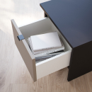 Hocker mit einer Schublade | Spanplattenfüße | Überstand