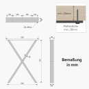 Tischkufe in Kreuzform aus Metall in Schwarz | 720 x 550 mm