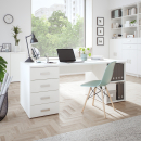 Schreibtisch | rechts Regal | links Schubladen