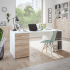 Schreibtisch | rechts Regal | links Schubladen