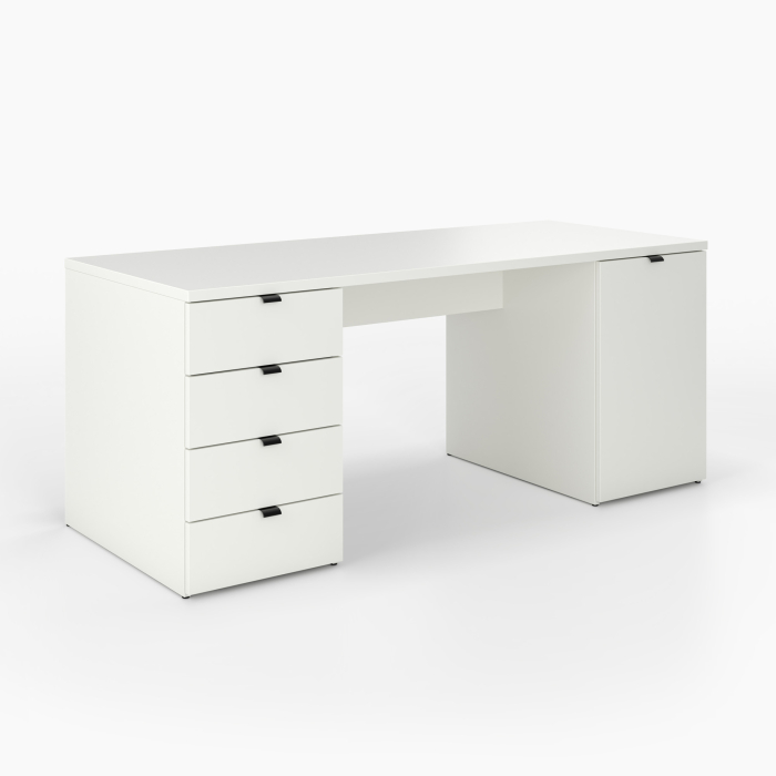 Schreibtisch | rechts Schrank | links Schubladen