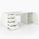 Schreibtisch | rechts Schrank | links Schubladen