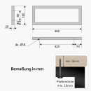 Wandkonsole Rechteck | Regalhalter aus Stahlrohr | schwarz 460 x 180 mm