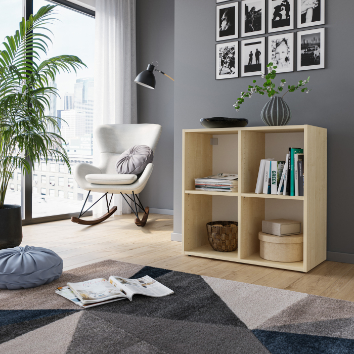 Offenes Regal | 2x2 Fächer | quadratisch | Mittelwand