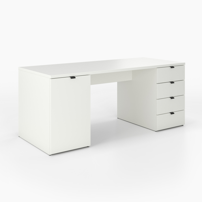 Schreibtisch | rechts Schubladen | links Schrank