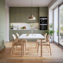 Tisch mit rechteckiger Tischplatte auf eckigen Holztischbeinen 710 x 50 mm