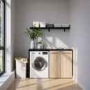 Waschmaschinenschrank mit geschlossenem breiten Regal rechts