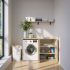 Waschmaschinenschrank mit geschlossenem breiten Regal rechts