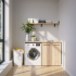 Waschmaschinenschrank mit geschlossenem breiten Regal rechts