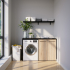 Waschmaschinenschrank mit geschlossenem breiten Regal rechts