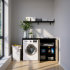 Waschmaschinenschrank mit geschlossenem breiten Regal rechts