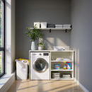 Waschmaschinenschrank mit offenem breiten Regal rechts