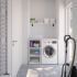 Waschmaschinenschrank mit offenem schmalen Regal links