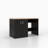 Waschmaschinenschrank mit geschlossenem breiten Regal links