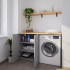 Waschmaschinenschrank mit geschlossenem breiten Regal links