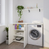Waschmaschinenschrank mit geschlossenem breiten Regal links