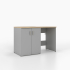 Waschmaschinenschrank mit geschlossenem breiten Regal links