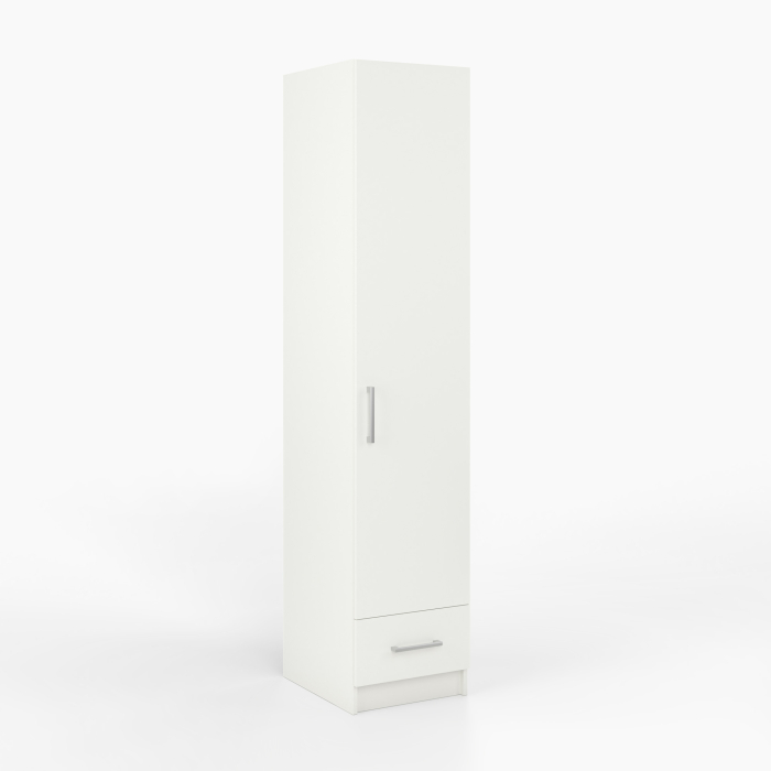 kleiderschrank-schmal-eine-tuer-eine-schublade-kleiderstange-einlegeboeden