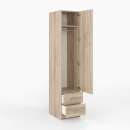 Kleiderschrank | schmal | eine Tür | zwei Schubladen | mit Kleiderstange und Einlegeböden
