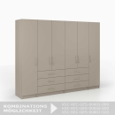 Kleiderschrank | breit | zwei Türen | drei Schubladen | mit Kleiderstange und Einlegeböden