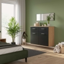 Kommode hängend | mittelhoch | zwei Schubladen | zwei Türen | mit Mittelwand | variable Einlegeböden