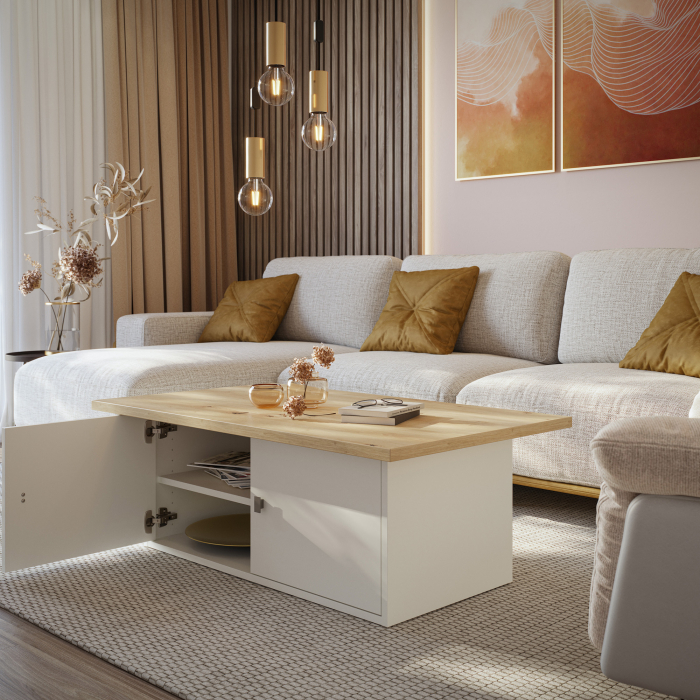 Couchtisch mit Stauraum | rechteckig | mit Mittelwand und...
