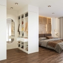 Kleiderschrank offen | schmal | mit einer Mittelschublade und Kleiderstange