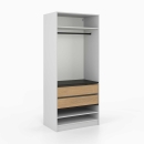 Kleiderschrank offen| breit | mit zwei Mittelschubladen und Kleiderstange