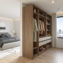 Kleiderschrank offen | schmal | mit Kleiderstange und Einlegeböden