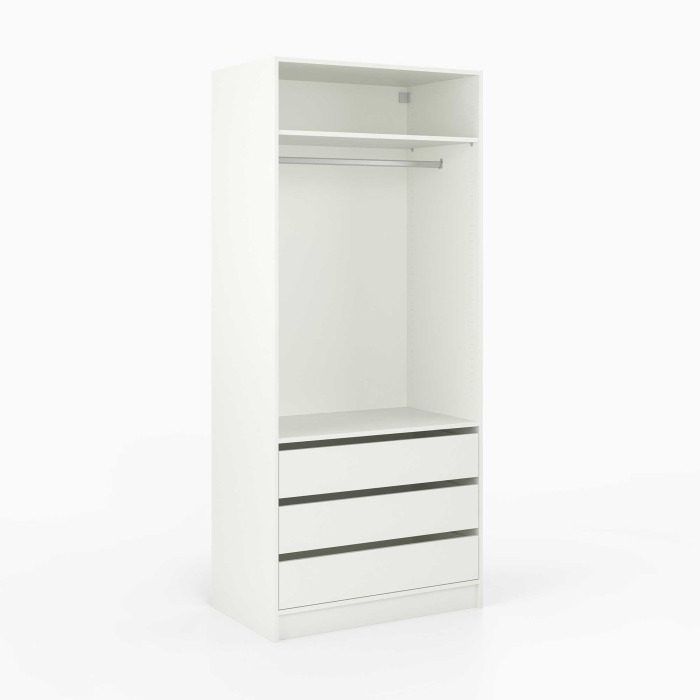 Kleiderschrank offen| breit | mit drei Schubladen und...