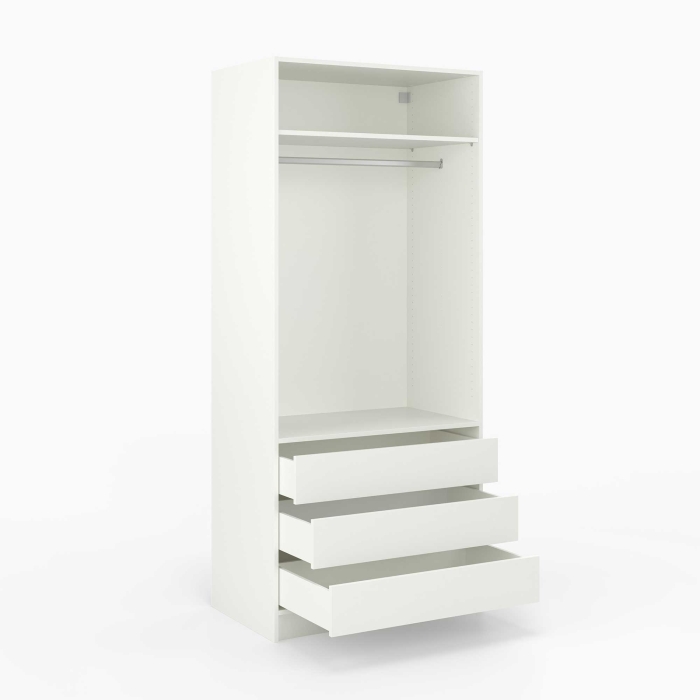 Kleiderschrank offen| breit | mit drei Schubladen und...