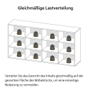 Wandregal | breit | 4x2 Fächer | variable Einlegeböden