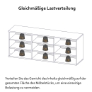 Wandregal | niedrig | breit | drei Fächer | variable Einlegeböden